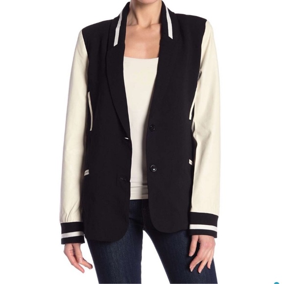 Vintage Havana Varsity Sleeve Color-block Varsity Blazer Jacket - Picture 8 of 11